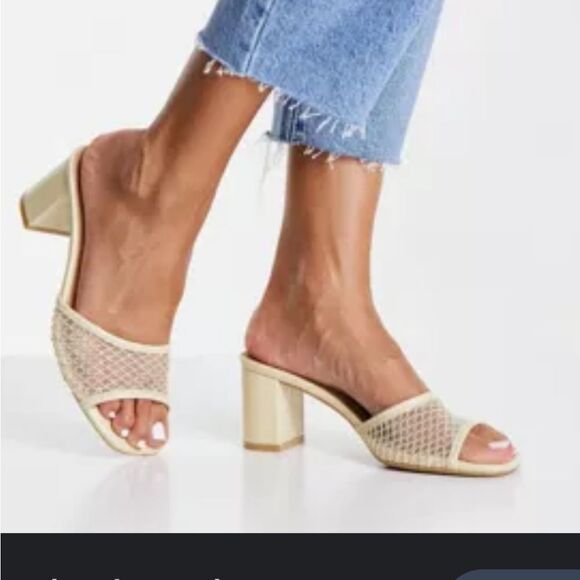 BRAND NEW DIBA MESH EMBELLISHED MULES WITH BLOCK HEEL SANDAL G1 - Picture 1 of 14